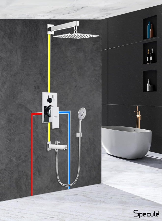 Specule Brass Concealed Body High Flow Diverter Full Set With Rainfall Shower Full Set for bathroom, Multi flow Hand Shower and Bath Tub Spout | Bathroom Shower Set | Bathroom Shower System - Image 4